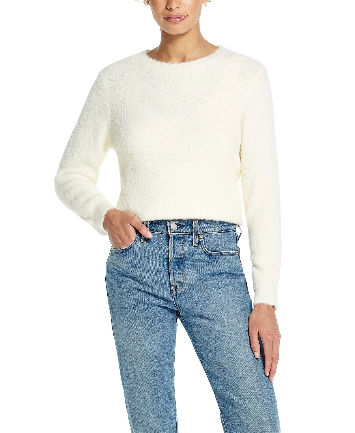 Weatherproof Vintage Women's Pullover Eyelash Sweater White  Size X-Large