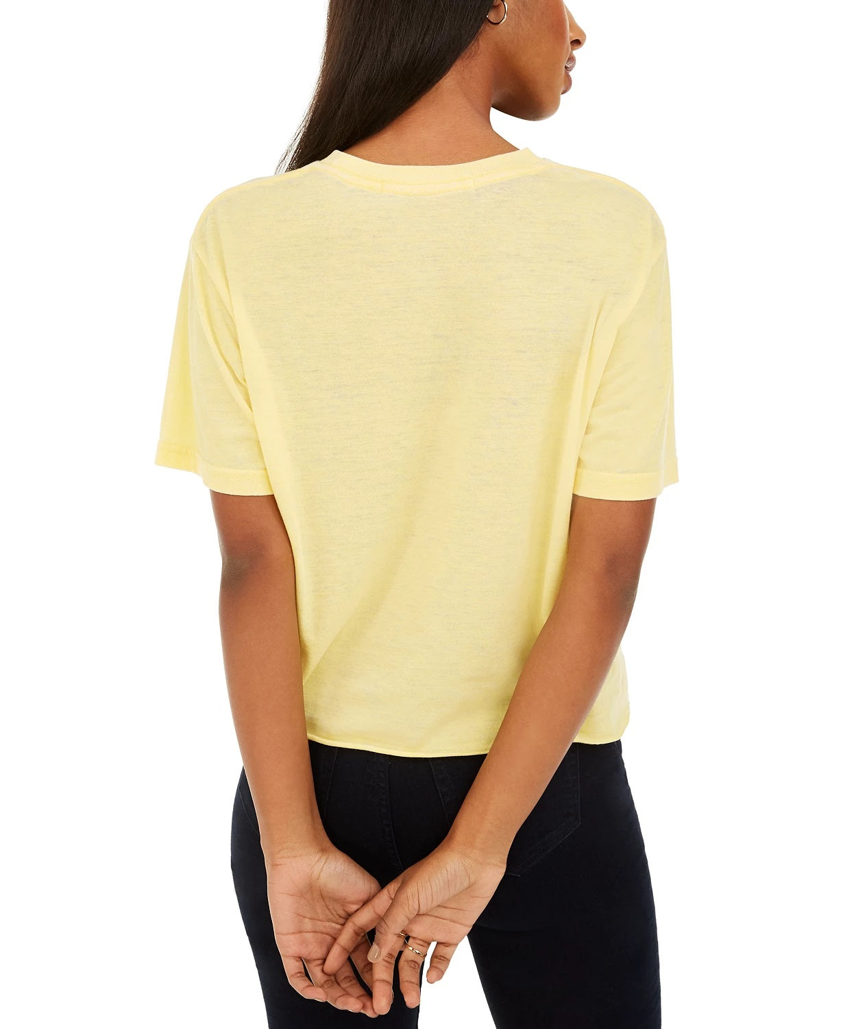 Rebellious One Junior's Daisy Cropped Graphic T-Shirt Yellow Size X-Large