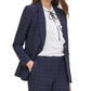 Tommy Hilfiger Women's Windowpane Print Single Button Blazer Blue Size 2