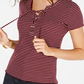 Hippie Rose Juniors' Lace-Up Rib-Knit Top Dark Red Size Extra Large