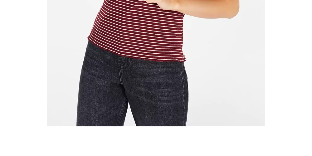 Hippie Rose Juniors' Lace-Up Rib-Knit Top Dark Red Size Extra Large