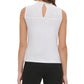Tommy Hilfiger Women's Ruffle-Neck Sleeveless Top White Size Small