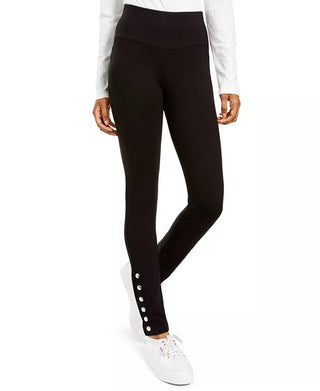 Hippie Rose Junior's Snap-Hem Pull On Ponte Pants Black Size Small