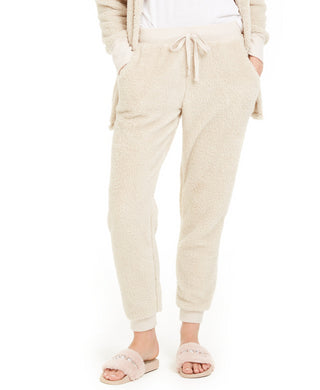 Hippie Rose Juniors' Plush Jogger Pants Beige Size Large