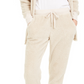 Hippie Rose Juniors' Plush Jogger Pants Beige Size Large