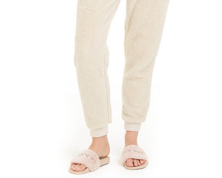 Hippie Rose Juniors' Plush Jogger Pants Beige Size Large