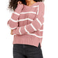 Hippie Rose Juniors' Striped Sweater Dark Red Size X-Large