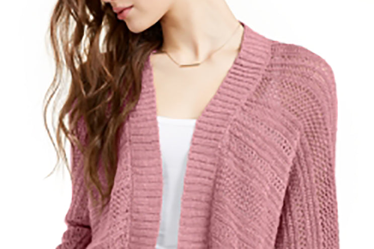 Hippie Rose Juniors' Textured Dolman-Sleeve Cardigan Purple Size Small