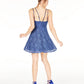 Teeze Me Juniors' Metallic Lace Fit & Flare Dress Dark Blue Size 1