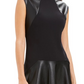 N Natori Women's Faux Leather & Scuba Flounce Dress Black Size 16