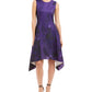 N Natori Women's Abstract Floral Jacquard A Line Dress Purple Size 16