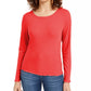Hippie Rose Juniors' Ribbed Lettuce-Edge Top Bright Red Size Small