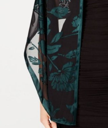 INC International Concepts Women's Contrast Floral Burnout Wrap Green Size Regular