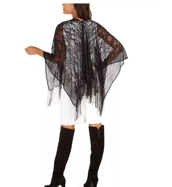 INC International Concepts Women's Floral Lurex Mesh Topper Black Size Regular
