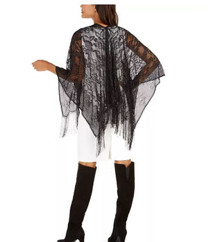 INC International Concepts Women's Floral Lurex Mesh Topper Black Size Regular