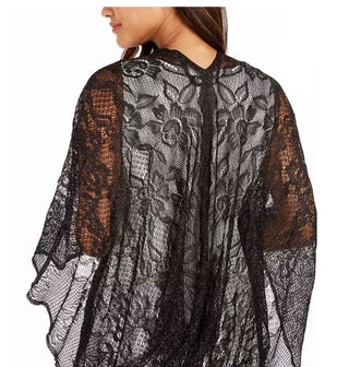 INC International Concepts Women's Floral Lurex Mesh Topper Black Size Regular