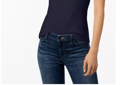 Tommy Hilfiger Women's Cotton Scoop Neck T-Shirt Navy Size Medium