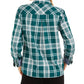 Tommy Hilfiger Women's Popover Plaid Cotton Top Green Size X-Small