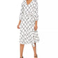 Jessica Howard Women's Plaid Flounce Hem Midi Dress White Size 14
