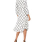 Jessica Howard Women's Plaid Flounce Hem Midi Dress White Size 14