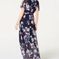Jessica Howard Women's Floral-Print Faux-Wrap Maxi Dress Blue Size 14