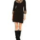 Jessica Howard Women's Animal-Print-Trim Sweater Dress Black Size X-Large