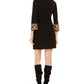 Jessica Howard Women's Animal-Print-Trim Sweater Dress Black Size X-Large