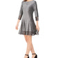 Jessica Howard Women's Petite Metallic Illusion-Trim Dress Silver Size 8P