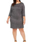 Jessica Howard Women's Plus Houndstooth Sparkle Shift Dress Silver Size 18W