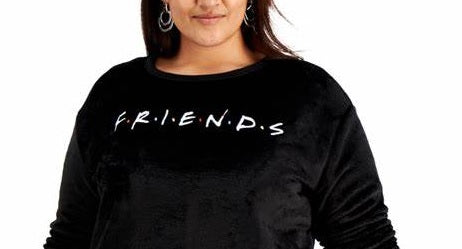 Love Tribe Junior's Friends Plush Sweatshirt Black Size X-Large