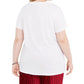 Modern Lux Women's Trendy Plus French Bulldog Graphic T-Shirt White Size 1X