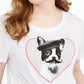 Modern Lux Women's Trendy Plus French Bulldog Graphic T-Shirt White Size 1X
