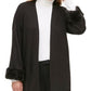 Calvin Klein Women's Faux-Fur Cuff Cardigan Sweater Black Size Large