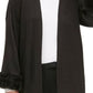 Calvin Klein Women's Faux-Fur Cuff Cardigan Sweater Black Size Large