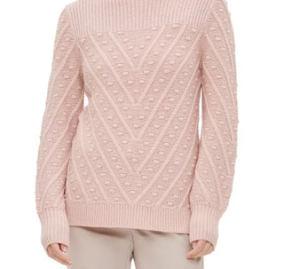 Calvin Klein Women's Popcorn Knit Mock Neck Sweater Pink Size X-Large