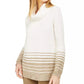 Calvin Klein Women's Striped Turtleneck Sweater Brown Size Large