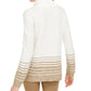 Calvin Klein Women's Striped Turtleneck Sweater Brown Size Large