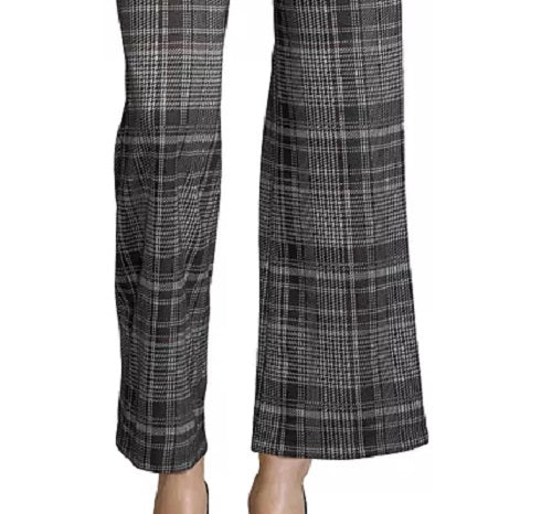 John Paul Richard Women's Plaid Tie-Front Pull-On Pants Black Size Large