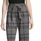John Paul Richard Women's Plaid Tie-Front Pull-On Pants Black Size Large
