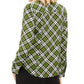 Michael Kors Women's Plaid Zip-Front Top Green Size Small