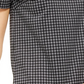 Michael Kors Women's Black Check Short Sleeve Crew Neck Top Silver Size Large
