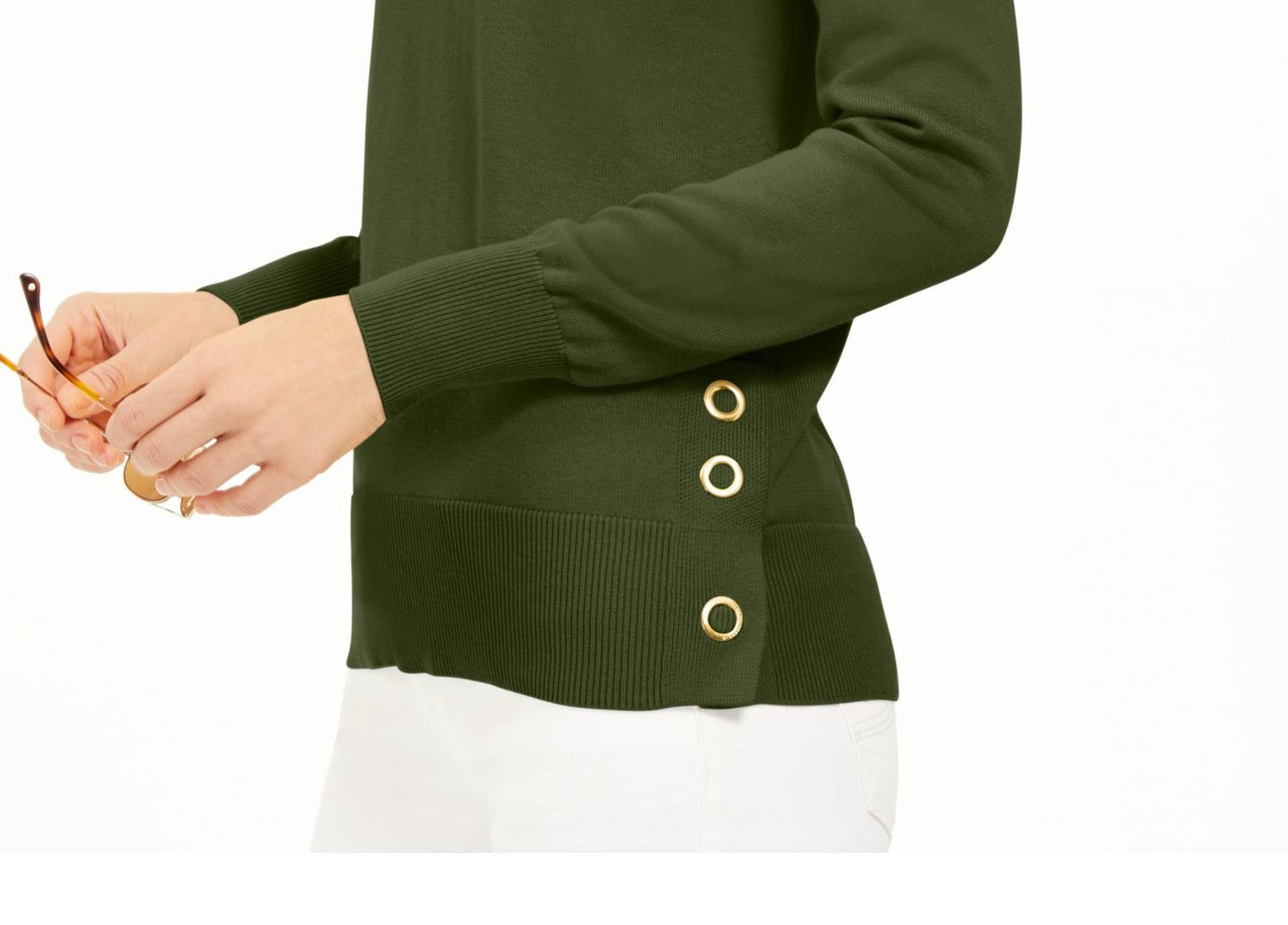 Michael Kors Women's Long Sleeve Crew Neck Top All Green Size Large