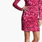 Michael Kors  Women's New Floral Print Ruffle Trim Sheath Dress Tedo Pink Size Medium