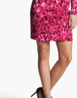 Michael Kors  Women's New Floral Print Ruffle Trim Sheath Dress Tedo Pink Size Medium