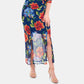 NY Collection Women's Printed Double-Slit Maxi Dress Navy Size X-Large
