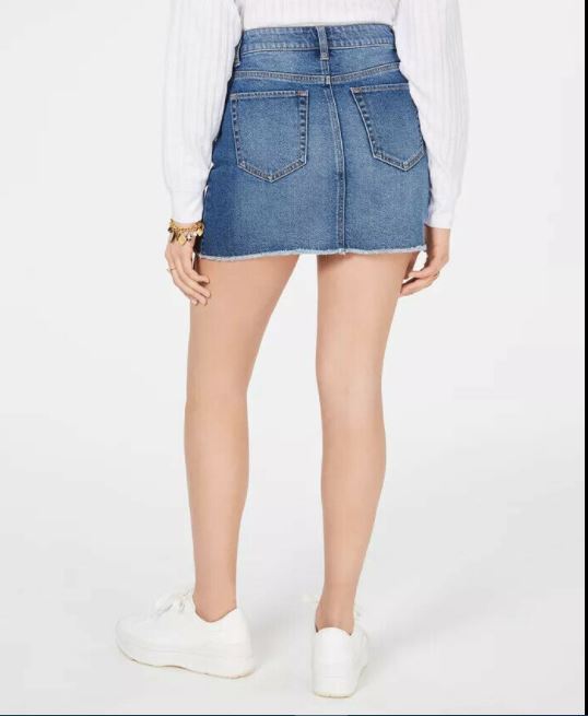Tinseltown Junior's Ripped Denim Mini Skirt Blue Size 3