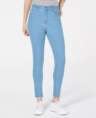 Tinseltown Juniors' High-Rise Raw-Hem Skinny Jeans Navy Size 15
