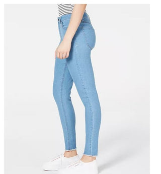 Tinseltown Juniors' High-Rise Raw-Hem Skinny Jeans Navy Size 15