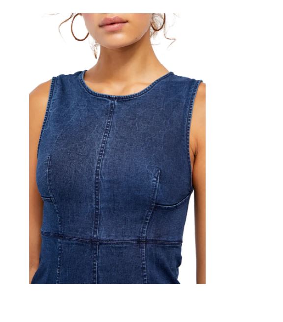 Free People Women's Alex Chambray Minidress Navy Size 2