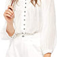 Free People Women's Cool Meadow Cotton Peasant Blouse White Size Small